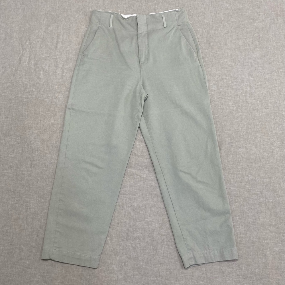 Zara,Women's High Waist Tapered Crop Pant,Size S Green